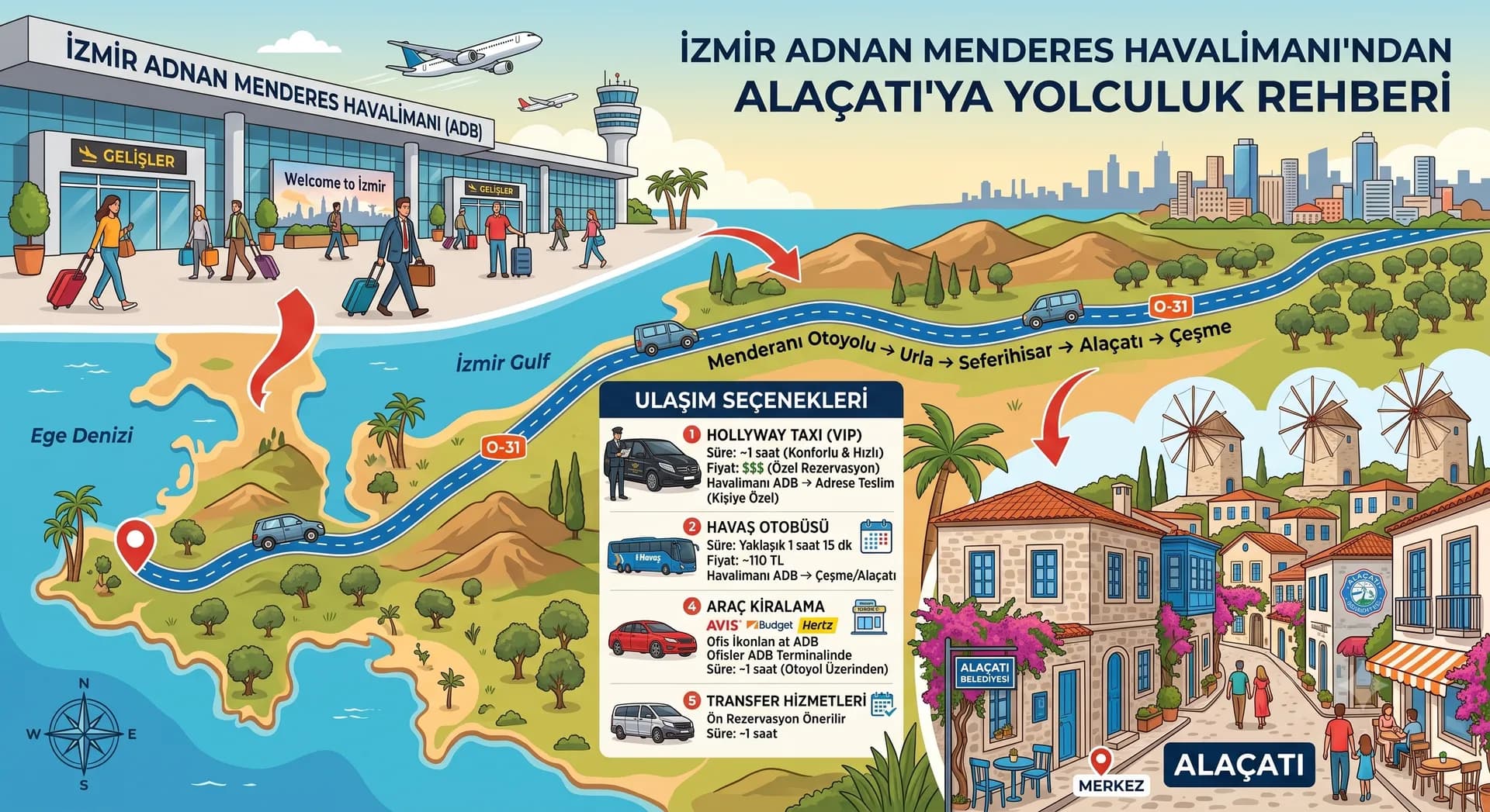 İzmir Adnan Menderes Havalimanı'ndan Alaçatı'ya Yolculuk Rehberi
