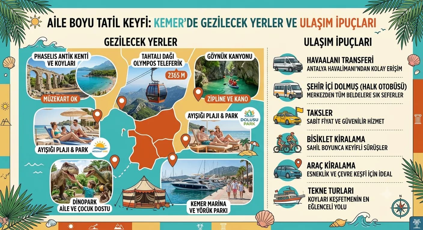 Aile Boyu Tatil Keyfi: Kemer'de Gezilecek Yerler ve Ulaşım İpuçları